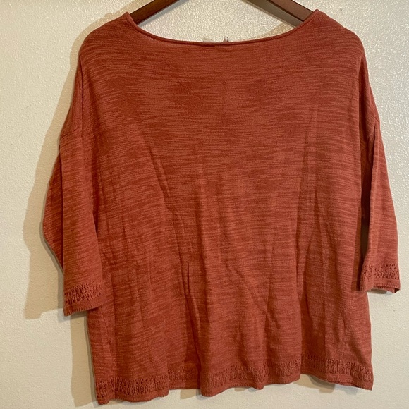 Moth Anthropologie S Orange Knit Crossover Crochet Trim Sweater - Picture 4 of 8